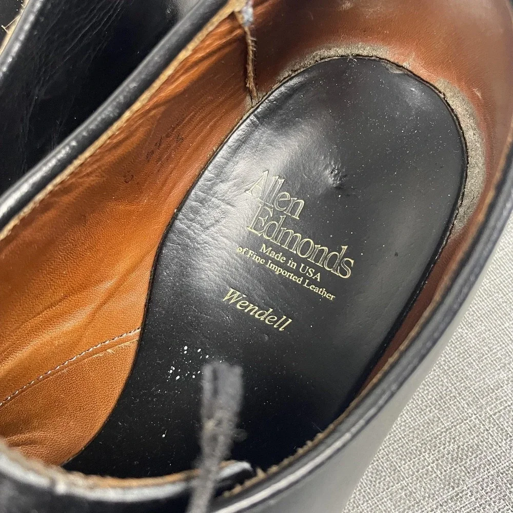 Allen Edmonds Wendell Shoes Mens‎ Size 7 Black Derby Cap Toe Leather Made USA